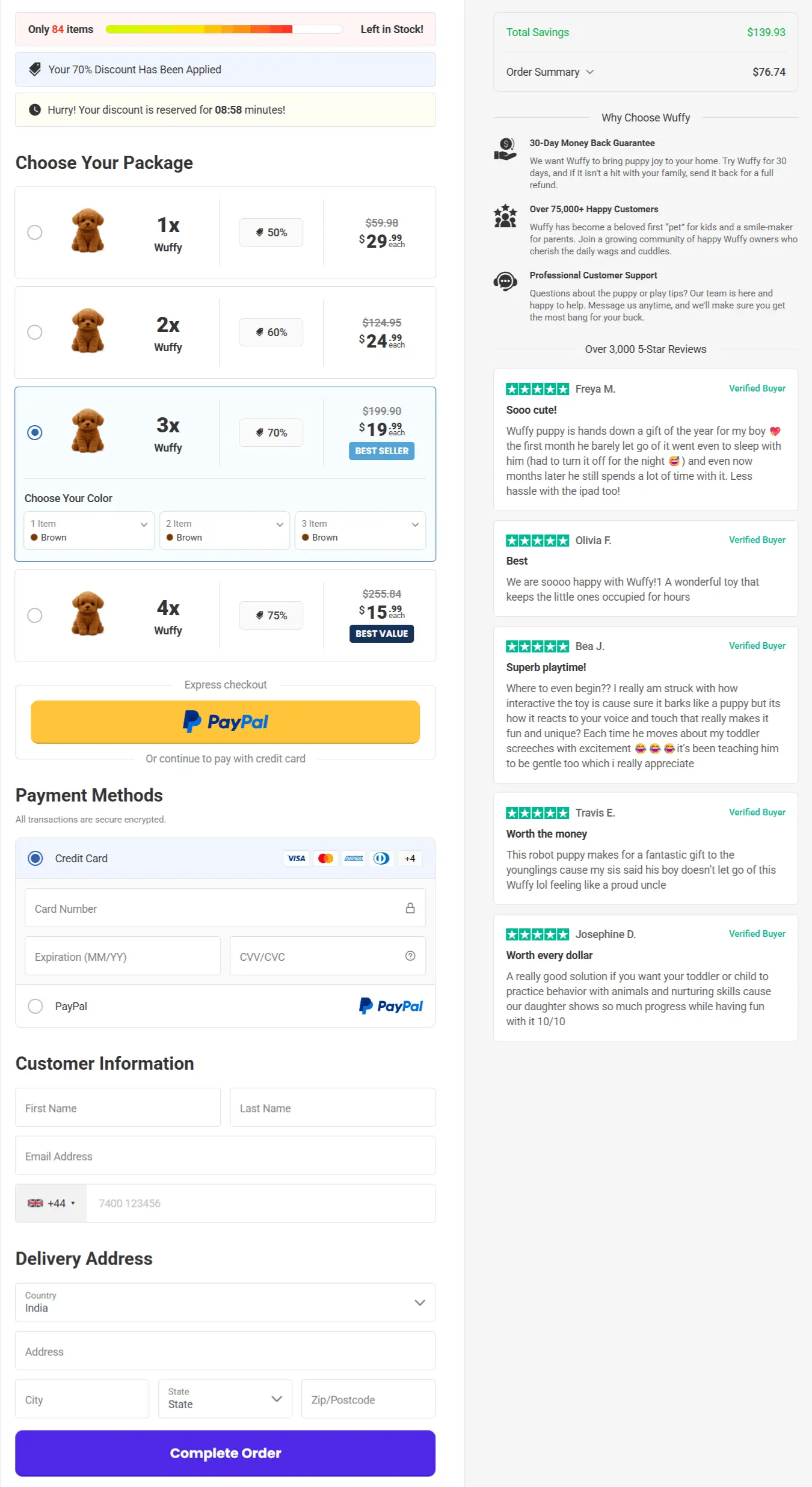 Wuffy Robot Puppy secure checkout page